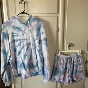 TIE DYE SKATIE CARA HOODIE AND COOPER SHORTS